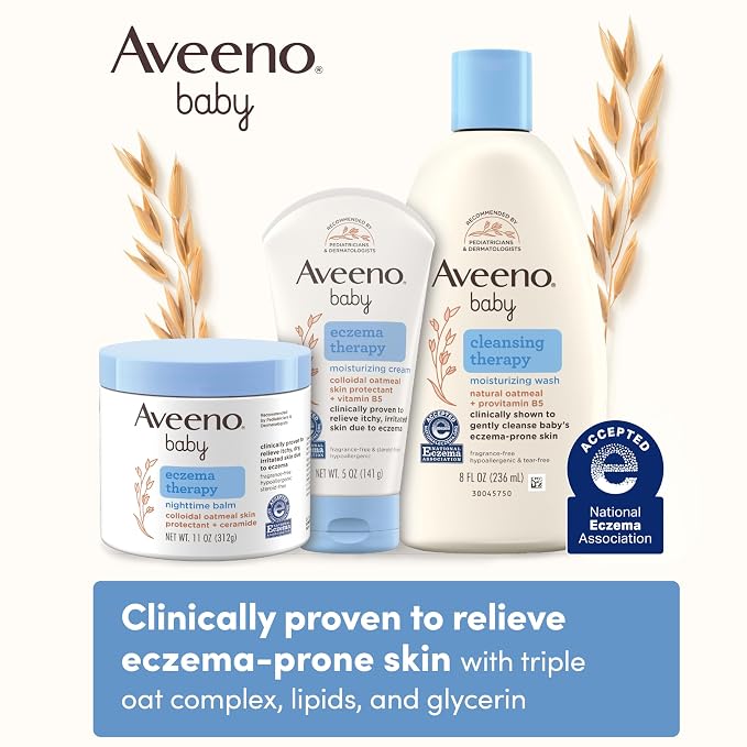 Aveeno Baby Eczema Therapy Moisturizing Cream, Natural Colloidal Oatmeal & Vitamin B5, Baby Eczema Cream for Dry, Itchy, Irritated Skin Due to Eczema, Paraben- & Steroid-Free, 7.3 oz (Pack of 12)