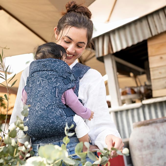 Infantino Flip 4-in-1 Convertible Baby Carrier, Adjustable, Ergonomic Hands Free Babywearing, Registry Essential, Carrier for Newborn to Toddler, Floral Navy