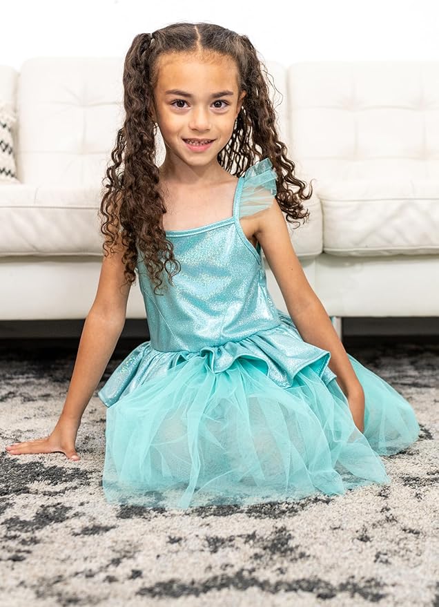 Little Adventures Teal Tutu Princess Dress Up Costume - Machine Washable Child Pretend Play Dress with No Glitter