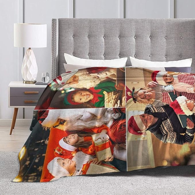 QETXVI Custom Blanket with Photos Text Customized Blanket Personalized Flannel Throw Blankets for Adult Kid Birthday Christmas Halloween Fathers Mothers Valentines Gift - 40"x 50"