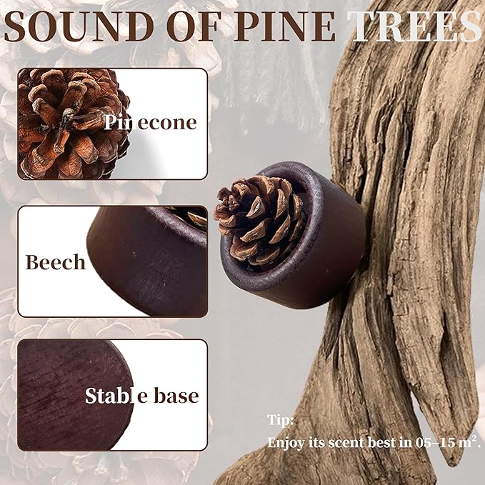 Pinecone Passive Diffuser - 2 Pack Natural Materials Essential Oil Diffusers Set, Needed for Small Spaces, Aromatherapy for Desk, Office, Home, Bedroom or Car Decor