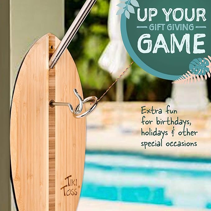 Tiki Toss Ring Toss Game for Adults - Hook and Ring Games with String and Hooks for Indoor/Outdoor Use, Man Cave Decor & Stuff, Gifts for Men/College - Standard or Deluxe 12.3" / Tiny 5"