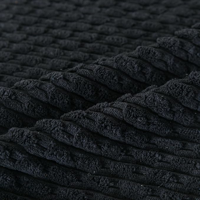 Set of 4 Black Decorative Throw Pillow Covers 12x20 Inch Corduroy Pillow Covers for Bed Couch Sofa Living Room Soft Cushion Cases