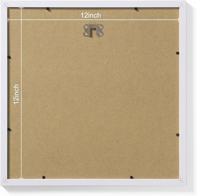 Vittanly 12x12 Picture Frames Set of 9, Shatter Resistant Plexiglass, Display 8x8 Pictures with Mat or 12x12 without Mat, Photo Frames for Wall Mount, Engineered Wood, White
