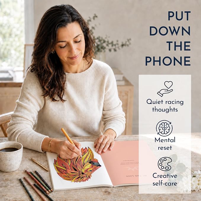 Adult Coloring Book for Women – Mindfulness Coloring Book with Personal Growth Prompts – Coloring Books for Adults Relaxation, Stress Relief, Anxiety, 8.5x11, Perforated Pages, Relaxation Gifts
