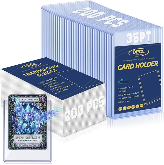DEDC 400 Top Loader Card Holder Storage for Trading Cards Sports Soft Penny Sleeves Hard Plastic 35 Point Protective 3" x 4" Toploaders Rigid Memorabilia Collectibles