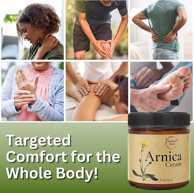 Brookethorne Naturals Arnica Cream | Arnica Montana Massage Lotion | Enriched with Shea Butter, Aloe Vera & Essential Oils | Paraben Free, Made in USA | Large 8oz Jar