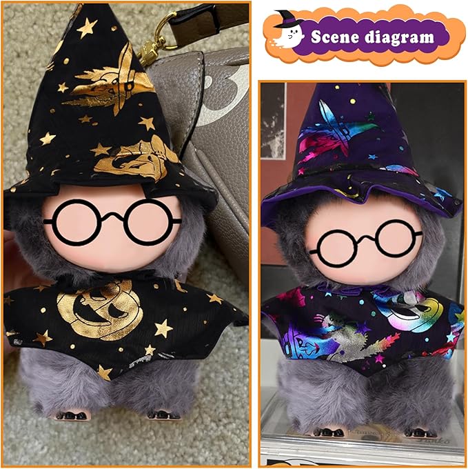 3 Pack Doll Halloween Clothes for 17 cm Plush，Cute Doll Clothes Set，Stylish Adorable Dolls Clothes Accessories for Dress up Unique Style (No Dolls, No Glasses)