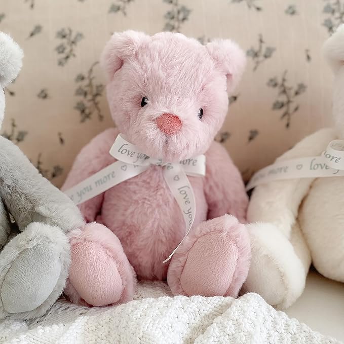 MON AMI ‘Love U’ Pink Teddy Bear Stuffed Animal – 10’’, Teddy Bear Plush for Baby Shower, Cute Plushies for Kids of All Ages