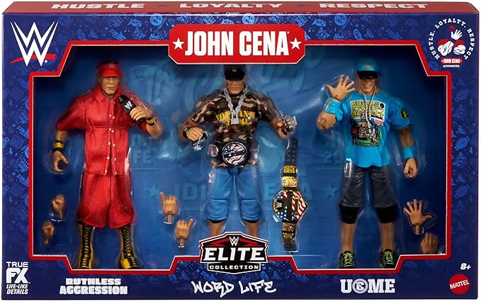WWE Elite Collection John Cena 3-Pack, Collectible Set of 6-inch Action Figures with Articulation