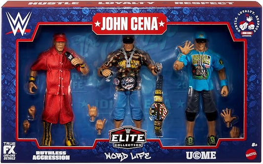WWE Elite Collection John Cena 3-Pack, Collectible Set of 6-inch Action Figures with Articulation