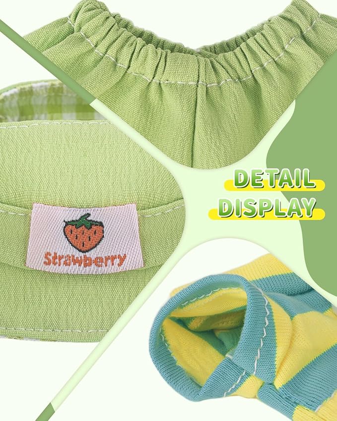 17cm Doll Clothes Set – 3PCS Outfit with Hat, Top & Shorts – Small Doll Clothes & Accessories for 15 - 17 cm Dolls – NO Doll Included – Great for Display, Play or Gift