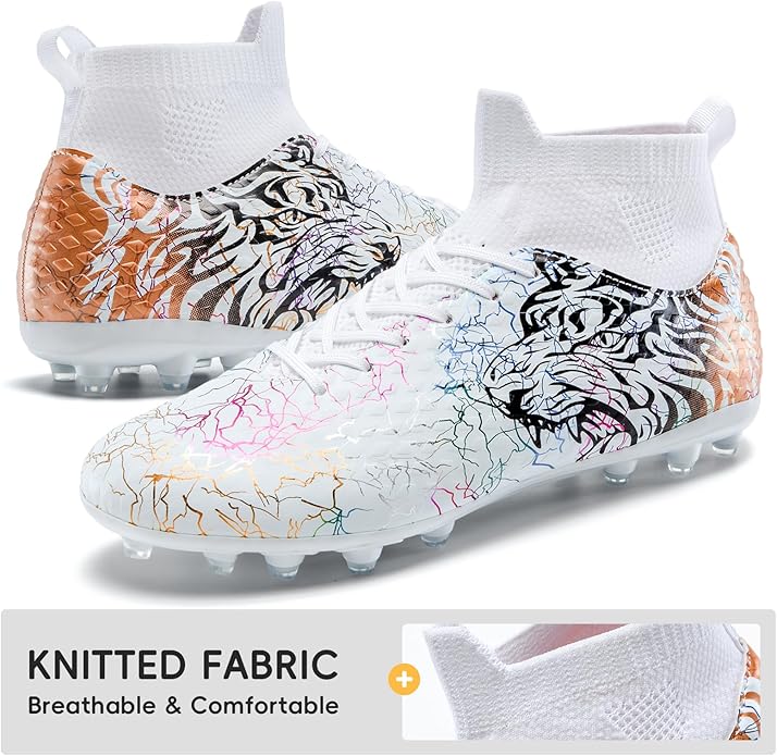 Soccer Cleats Boys Youth Training Football Cleats Athletic Outdoor Girls Soccer Shoes High-top Kids Football Shoes for Little/Big Kid