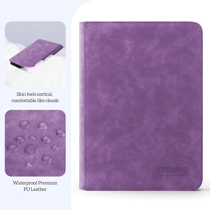 Trading Card Binder, 9 Side Loading Pocket Card Album Hold Up to 540 Cards, Zipper Binder for Cards Collection, TCG Card Holder for Game Card, Sports Card, Yugioh, MTG etc.（Purple）