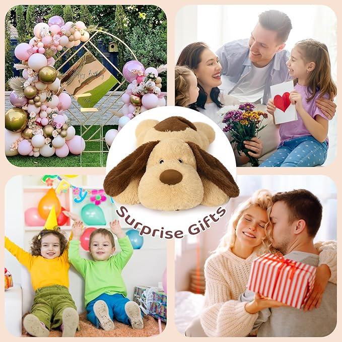 MorisMos 32inch 5Lbs Weighted Dog Stuffed Animals, Giant Large Weighted Stuffed Dog Plush Puppy Pillow for Adults Kids, 32inch