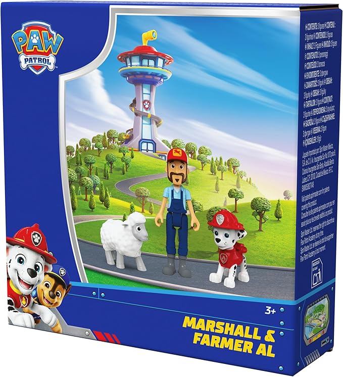 Paw Patrol Marshall & Farmer Al Figure Pack with Sheep Toy Figure, Kids Toys for Boys and Girls Ages 3 and Up