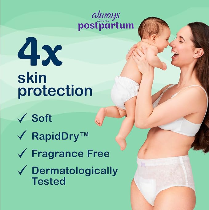 Always Discreet Postpartum and Adult Incontinence Underwear for Women, Small/Medium, Maximum Protection, 14 Count (Pack of 3)