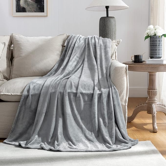 Grey Fleece Plush Throw Blanket 90"x90"for Couch Sofa Fuzzy Cozy Flannel | Super Soft Lightweight Microfiber Blanket for Bed Chair bedroom Home Decor All Season,Birthday Gifts for Women Mom Adult