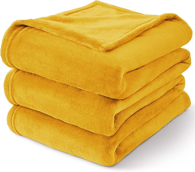 BEDELITE Fleece Blanket Soft Plush King Size Bed Blanket Yellow 108"x90" | Ultra Soft Fleece, Plush Microfiber, Lightweight Warmth, All Season Comfort, Fade Resistant, Machine Washable