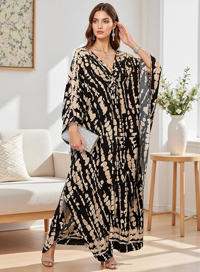 Mumu Dresses for Women Plus Size, Bohemian Kaftan Beach Cover Up Long Maxi Nightgown Soft Loungewear