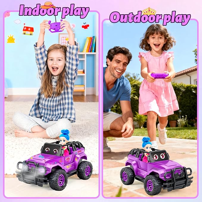 Ynybusi Remote Control Car RC Racing Cars, 1:20 Scale Remote Control Monster Truck, 2.4Ghz LED Light Off-Road Rc Cars,Toy Cars for Kids Boys Girls 6 7 8 9 10 Years Old (Purple)