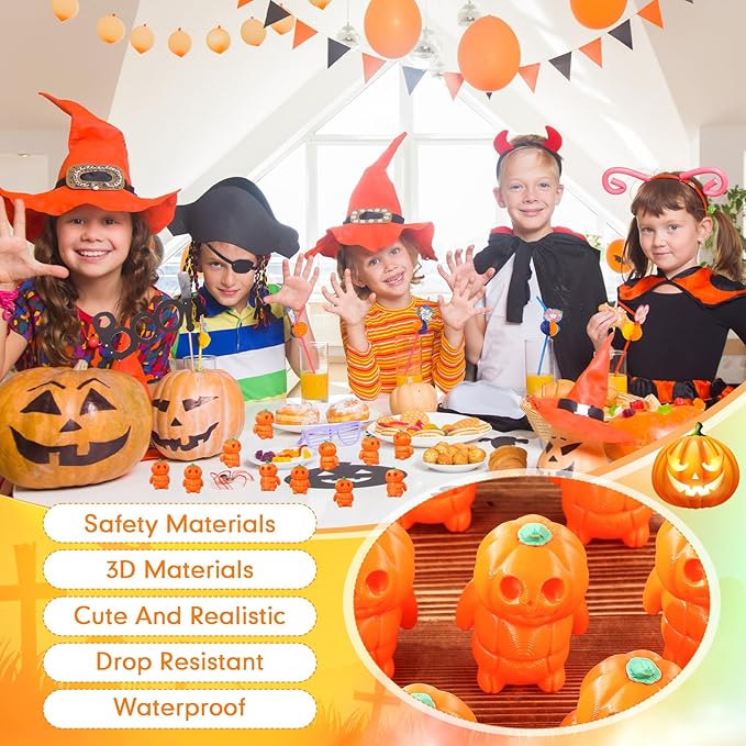 Honoson 12 Pcs 3D Printed Fidget Toy 3D Printed Pumpkin Man Small Animal Toy Flexible Halloween Christmas Decoration for Play and Display(5cm)