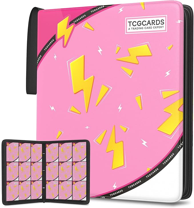 Trading Card Binder 9 Pocket,Card Binder 900 Pockets,Card Book Holder Cards with 50 Removable Sleeves,3-Ring Zip Design MTG/TCG/Sport Collectible Trading Card Albums Gifts for Boys and Girls (Pink)