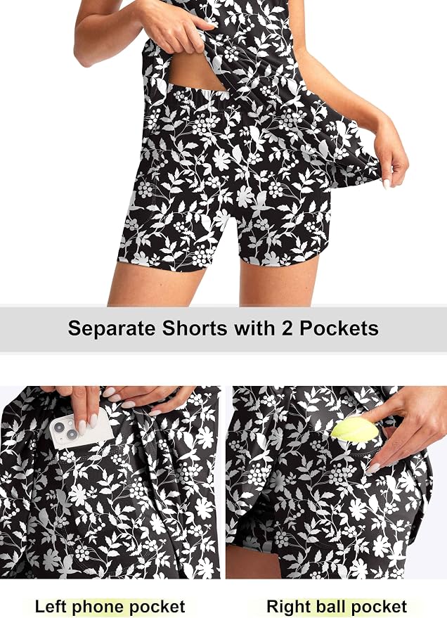 Viodia Women's Tennis Golf Dress with Shorts | Active, Exercise, Workout, Sports, Athletic, Dresses for Women, with Zipper Pockets
