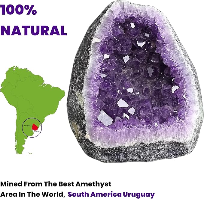 Amethyst Crystal (Approx. 0.882 lb–1.1lb, 3.15”–3.25”) Raw Amethyst Cluster Healing Crystals and Stones Reiki Chakra Tower Purple Quartz Geode for Spiritual Decor Crafts Protection