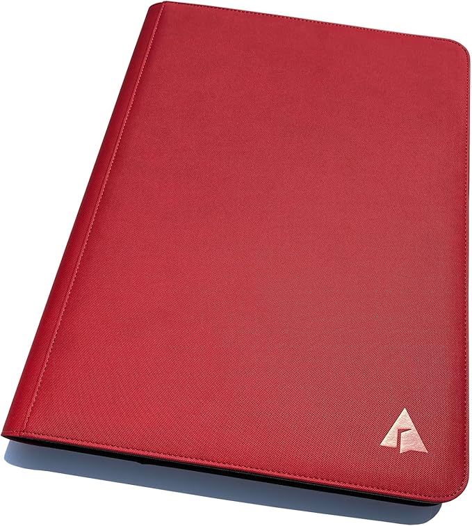 Premium 16-Pocket 100 Card Binder, Ringless Trading Card Album Folder - Side Loading Black Page Pocket Binder for TCG -Red