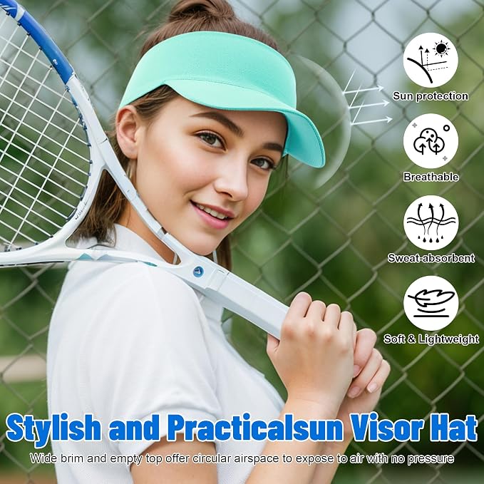 Sukeen Cooling Stretchy Sun Visor for Women Men UV Protection Cooling Hat | Lightweight quick-dry free size vizor with instant cooling, sports visor hat for golf, tennis, cycling, running, pickleball