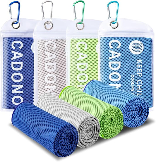 4 Pack Cooling Towel (40"x12"), Soft Breathable Chilly Towel, IceTowel, Microfiber Towels for Yoga, Sport, Running, Workout,Gym, Camping, Fitness, Workout & More Activities(Multicolor)
