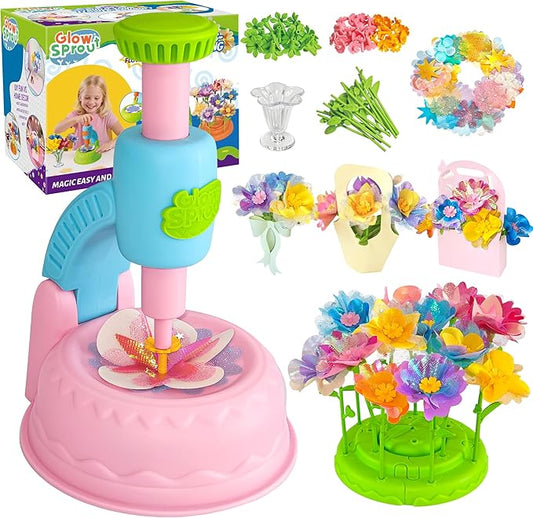DIY Art Flower Toys Include Extra Accessories Set, Arts and Crafts Activity Kit for Kids, Flower Garden Building Toys for Girls, Birthday Gifts for 3 4 5 6 7 8 9 10 11 12 Year Old Girls (Pink)