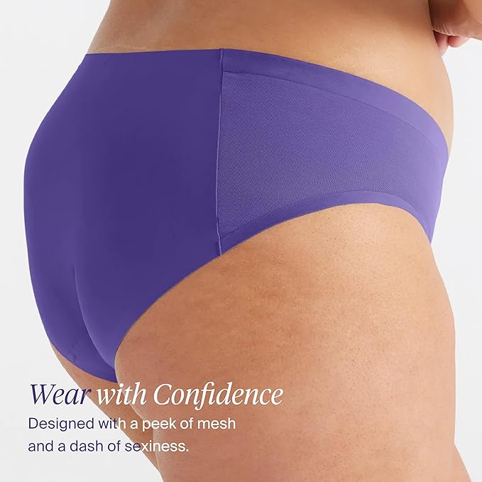 KNIX Women Leakproof Period Underwear No-Show Mesh Bikini – Light Flow Protection, Absorbs 1–3 Regular Tampons