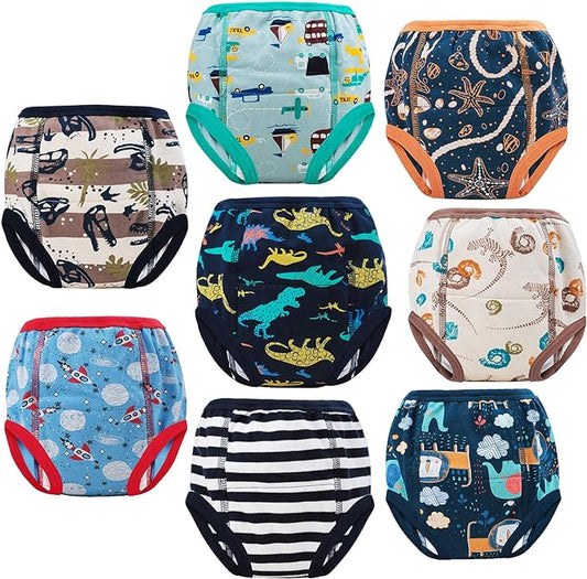 MooMoo Baby 8 Packs Potty Training Pants Cotton Absorbent Training Underwear for Toddler Boy and Girls 2T-9T