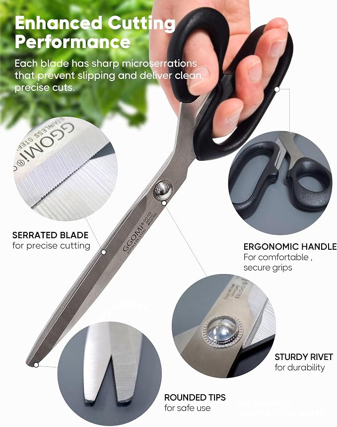 Korean Barbecue Scissors & Tongs Set - Kitchen Shears for Cutting Meat Chicken Vegetables, Clip for Cooking, Stainless Steel Non-slip Serrated Sharp BBQ Multipurpose Shears Tongs Dishwasher Safe