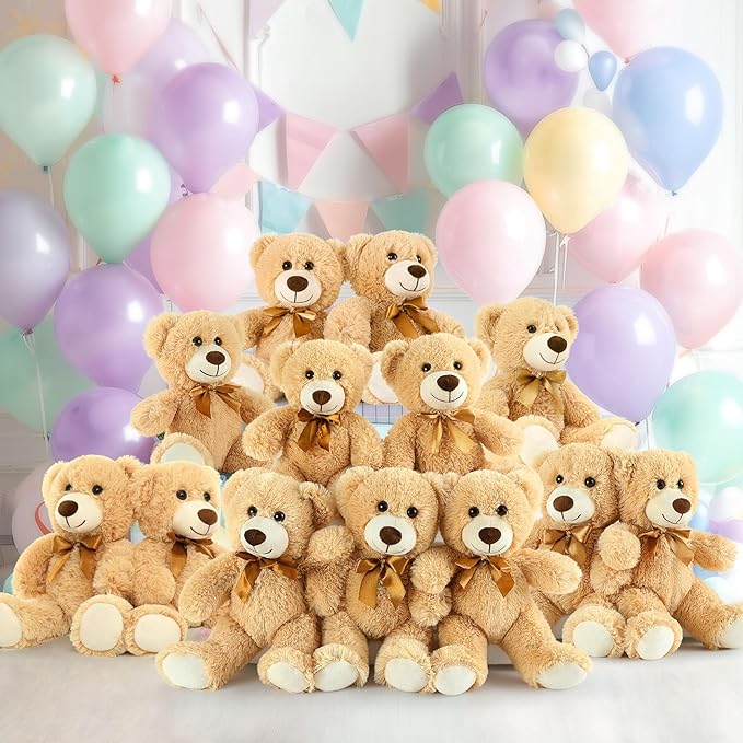 MaoGoLan 13Pcs Bulk Teddy Bears Stuffed Animals Baby Shower, Soft Small Stuffed Teddy Bears in Bulk, 13.5" Cuddly Mini Bears Centerpiece Baby Shower,Wedding,Party,Engagement