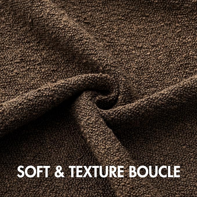 MIULEE 24x24 Decorative Euro Sham Boucle Couch Pillow Covers Brown | Set of 2 Textured Neutral Fall Autumn Throw Pillow Covers, Accent Solid Pillowcases, Sofa Living Room Home Decor