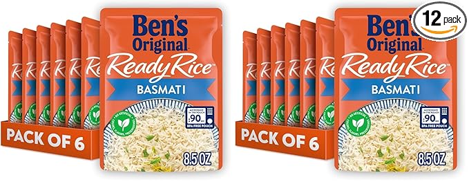 BEN'S ORIGINAL Ready Rice Basmati Rice, Easy Side Dish, 8.5 oz Pouch, (Pack of 12)
