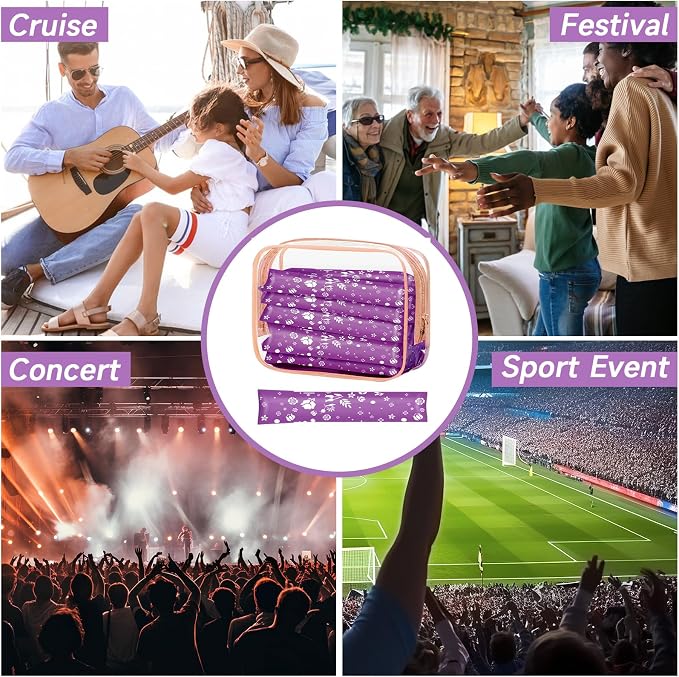 64 Pcs Tampon Flasks Set Includes 20 Reusable Plastic Flasks, 40 Self Adhesive Wrappers, 2 Funnels, Clear Storage Bag, Clean Brush, Tube Flasks for Cruise Event, Concert, Outdoor Sports (Purple)