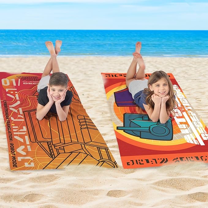 NORTHWEST Transformers Beach Towel 2-Pack, Oversized, Soft, Absorbent, Fast-Drying & Sand-Free Pool Towels, Featuring Decepticon Solar Punk B Designs 30" x 60"