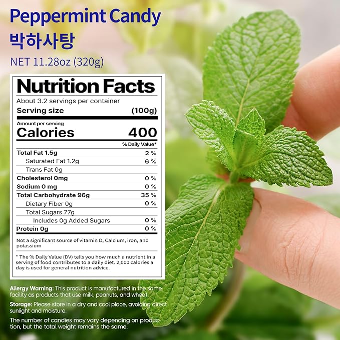 COELO Cool Mint Peppermint Candy 11.28oz (320g) | Korean-Style Herbal Mint Flavor Hard Candy | After Meal Office Pantry Travel Camping Party | Sharable Family Size On-The-Go K-Food 박하사탕