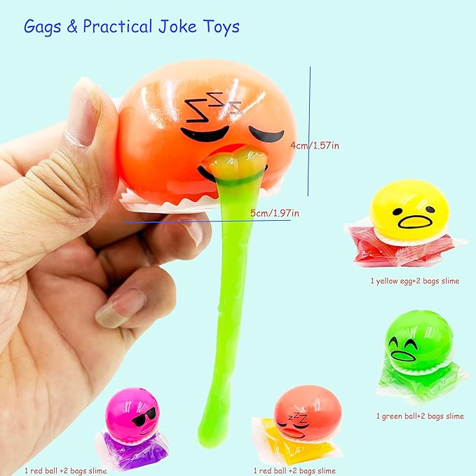 Vomiting Egg Slime Toy - Funny Prank Squeeze Stress Ball Puking Yolk, Novelty Fidget Relief Toy Gag Gift for Kids Adults, Christmas Stocking Stuffers & Birthday Parties