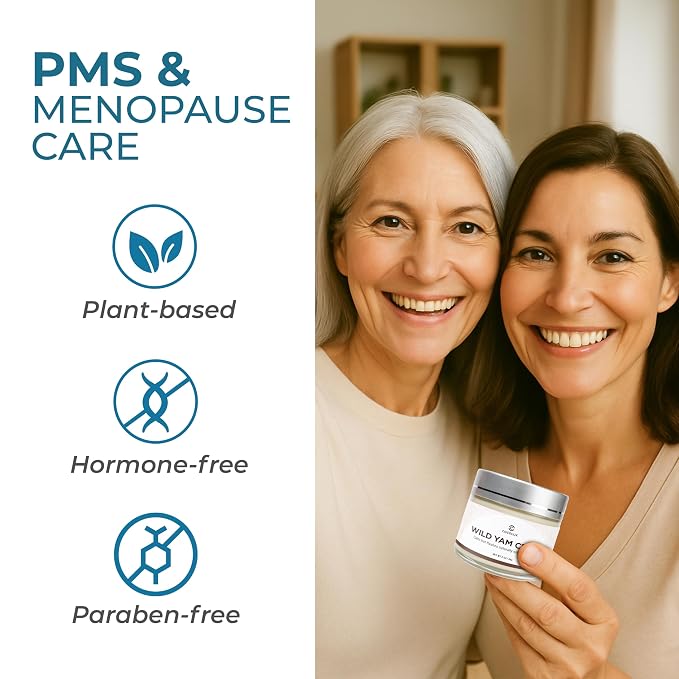 Unscented Wild Yam Cream: Hormone Balance, Menopause for Women 2Oz | Evening Primrose Oil, Soothes Hot Flashes, PMS Nighttime Comfort, Botanical Balm,Wellness Cream, Non-Greasy, Gift for Mom