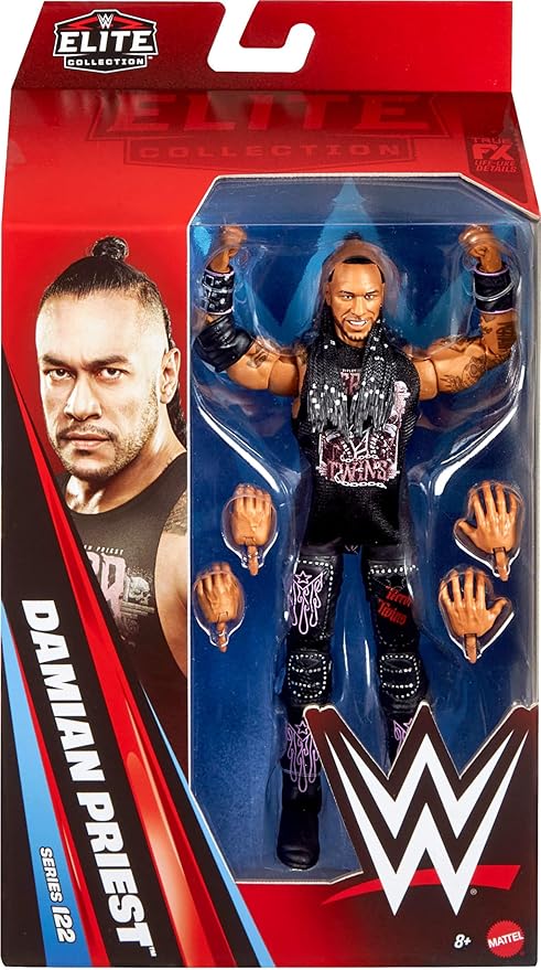 Mattel WWE Elite Action Figure & Accessories, Series #122 Set, 6-inch Collectible Damian Priest with 25 Articulation Points & Swappable Hands