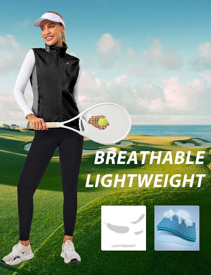 Little Donkey Andy Women's Lightweight Vest Windproof Sleeveless Jacket | Cycling Windproof Vest, Water-Repellent Stretch Shell, Lightweight Tennis Running Outerwear, Golf Hiking Workout Sleeveless