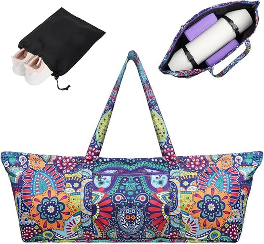 Yoga Mat Bag Yoga Mat Carrier with Shoes Compartment & Wet Pocket Pilates Bag with Zipper Pockets & Yoga Mat Holder Strap Yoga Bags and Carriers Fits All Your Stuff