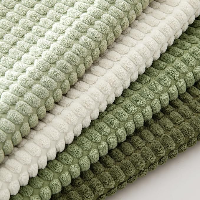 MIULEE Farmhouse Decorative Pillow Covers 20x20 Inch Set of 4 Light Green | Modern Natural Rustic Throw Pillows, Neutral Warm Soft Corduroy Couch Pillowcases, Home Decor for Sofa Living Room Bed