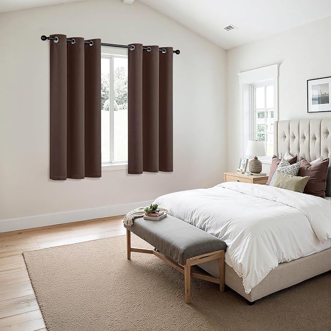 MIULEE Blackout Curtains for Bedroom 2 Panels 40 x 63 Inch Long Dark Brown | Thermal Insulated, Living Room Darkening Grommet Drapes, Noise Reducing, Light Blocking Window Treatments