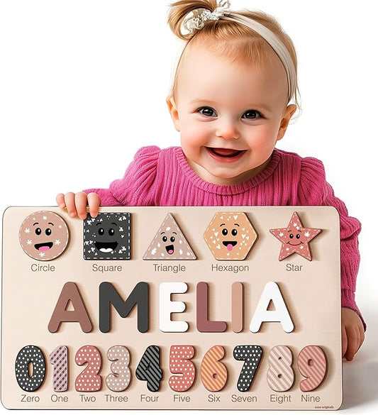 Custom Wooden Name Puzzle, Toddler Toys, Baby Girl Gifts, Gift for Kids, 1st Birthday Gift, Unique New Baby Gifts, Wooden Puzzle